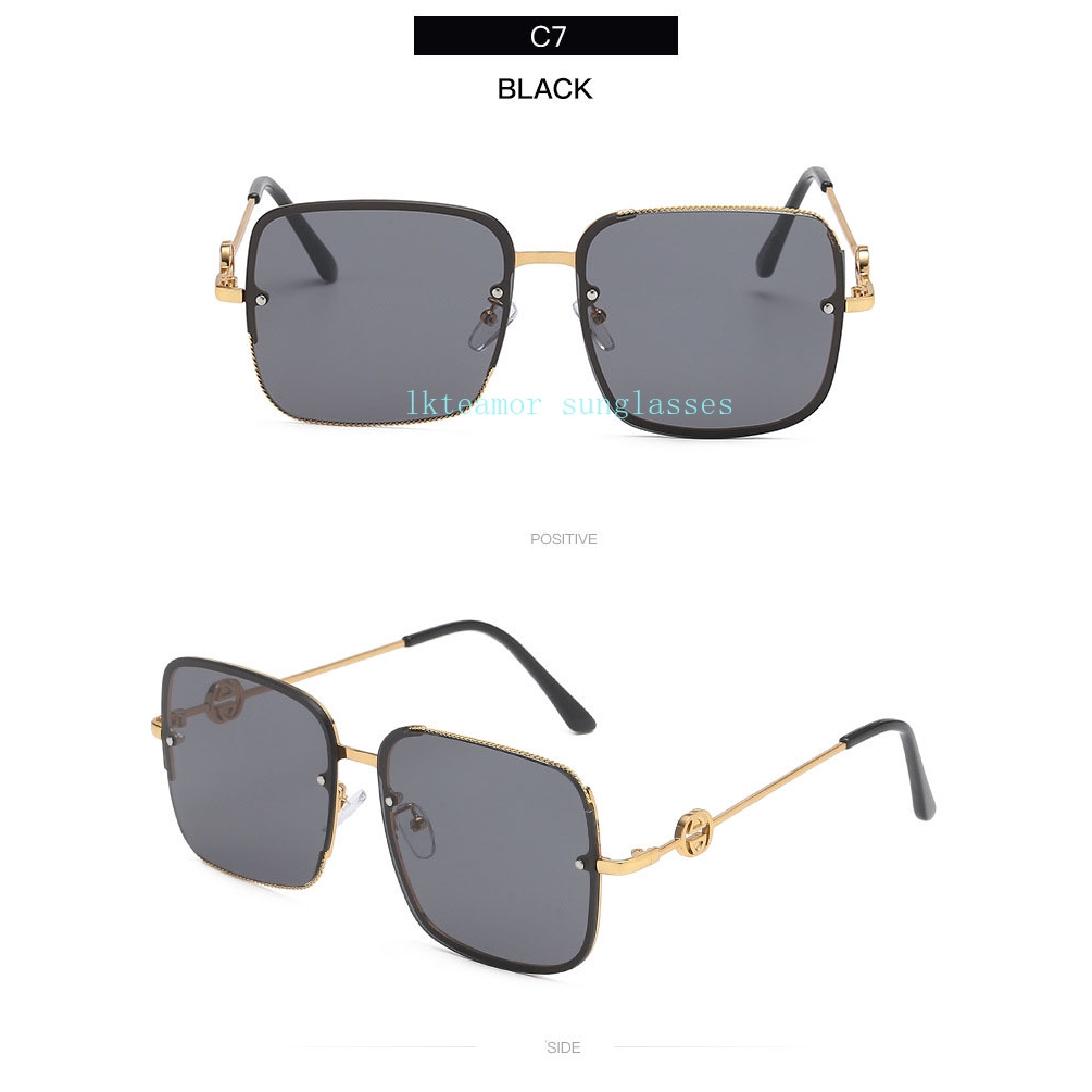 Kính mát vuông gọng kim loại chống tia UV400 cho Nữ