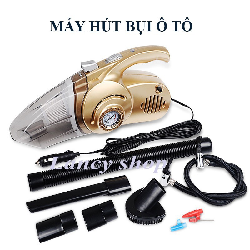 ♚【Xác thực】 Máy Hút Bụi Ô Tô Xe Hơi Mini Cầm Tay Đa Năng 4 trong 1 Kiêm Bơm Lốp Đèn Pin Và Đo Áp Suất Cắm Tẩu VTM