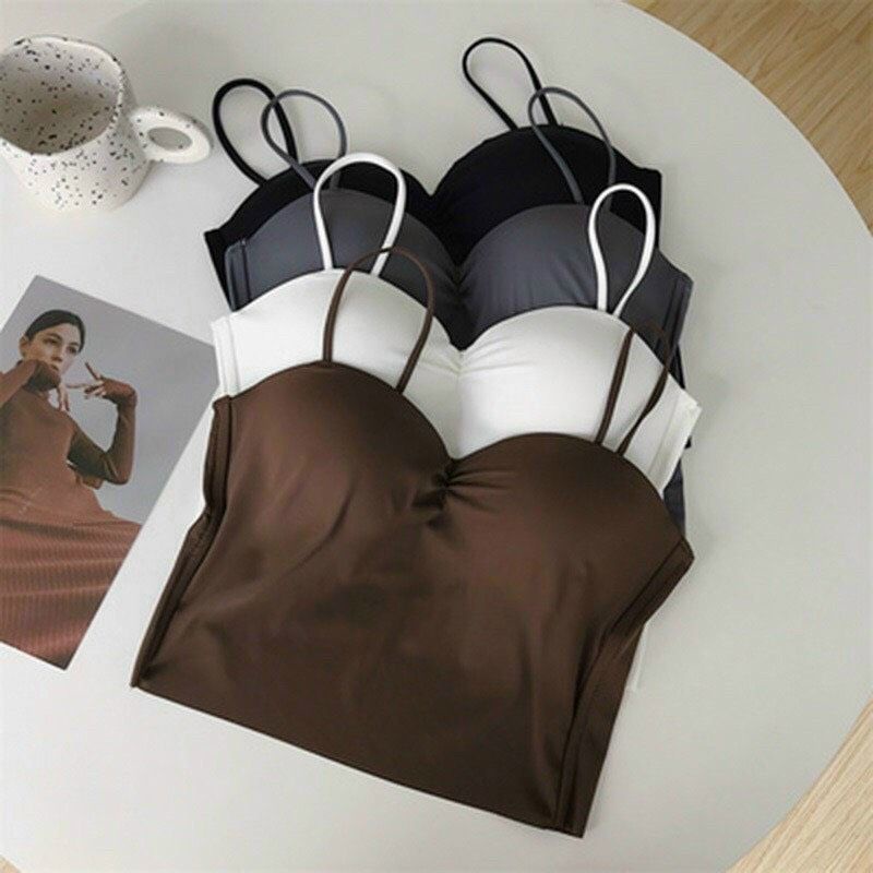 Áo Bra Đúc Su Trơn 2 Dây Dáng Dài Nhúm Ngực Kèm Kèm mút Đệm mã 5881