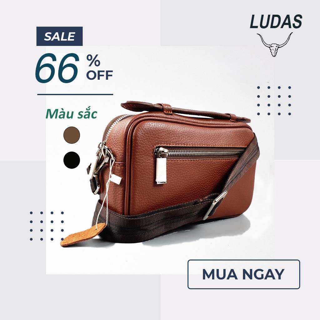 Clutch Hộp cầm tay kết hợp Túi Đeo Chéo da bò mill cao cấp Cặp Nam mini đựng tiền đồ cá nhân Ludas Leather