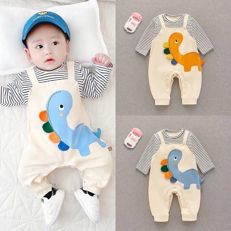 Áo liền quần tay dài vải cotton thời trang đáng yêu dành cho bé sơ sinh