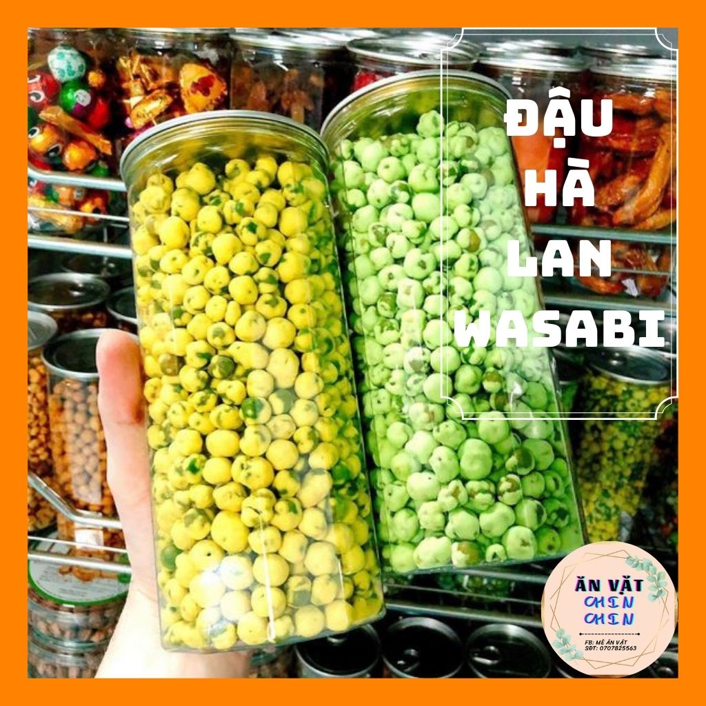 Đậu Hà Lan vị wasabi lon 450g, cay nồng, đậm vị, thơm ngon - ĂN VẶT CHIN CHIN.