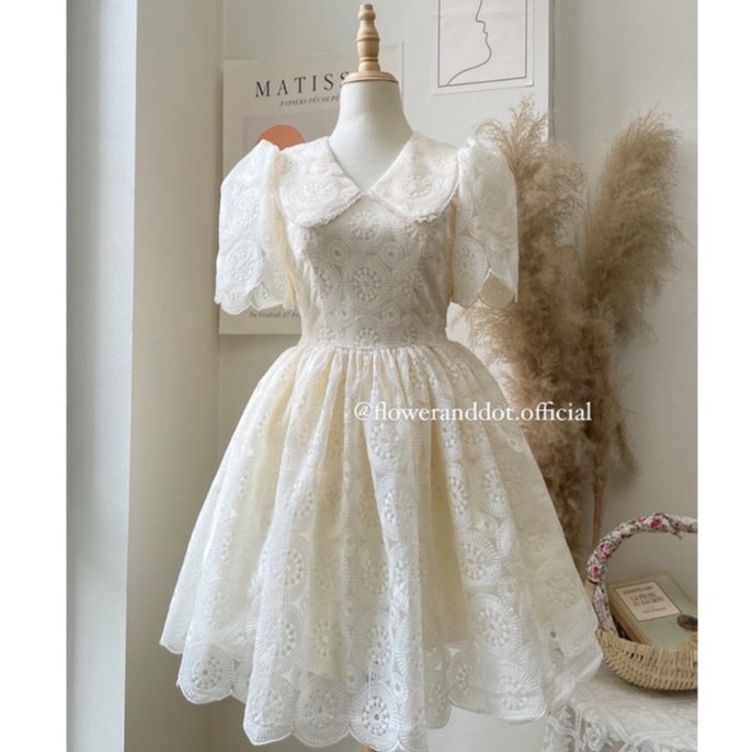 Đầm Lily of the Valley mini, đầm công chúa, đầm trắng dự tiệc Flower & Dot