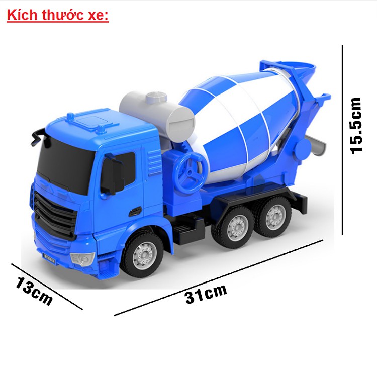 Xe bê tông Mixer Truck đồ chơi trẻ em mô hình tỉ lệ 1:26 bằng nhựa cao cấp hãng Double E