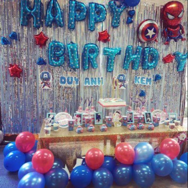 Trang trí sinh nhật cho bé trai chủ đề người nhện