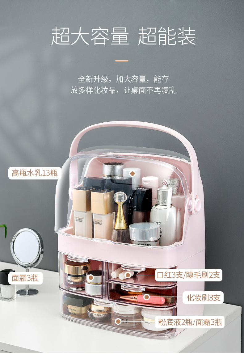 Hộp Đựng Đồ Trang Điểm Mỹ Phẩm， Hộp Lưu Trữ， Ngăn Kéo ，Chống Bụi， Cầm Tay ，Để Bàn | BigBuy360 - bigbuy360.vn