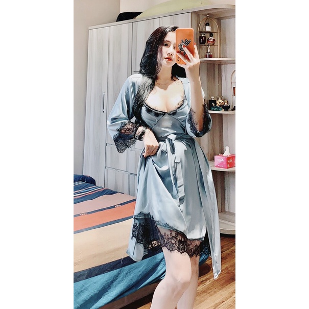 Đầm ngủ,váy ngủ siêu xinh 2 dây gợi cảm lụa latin satin mát mẻ - Freeship - giá xưởng