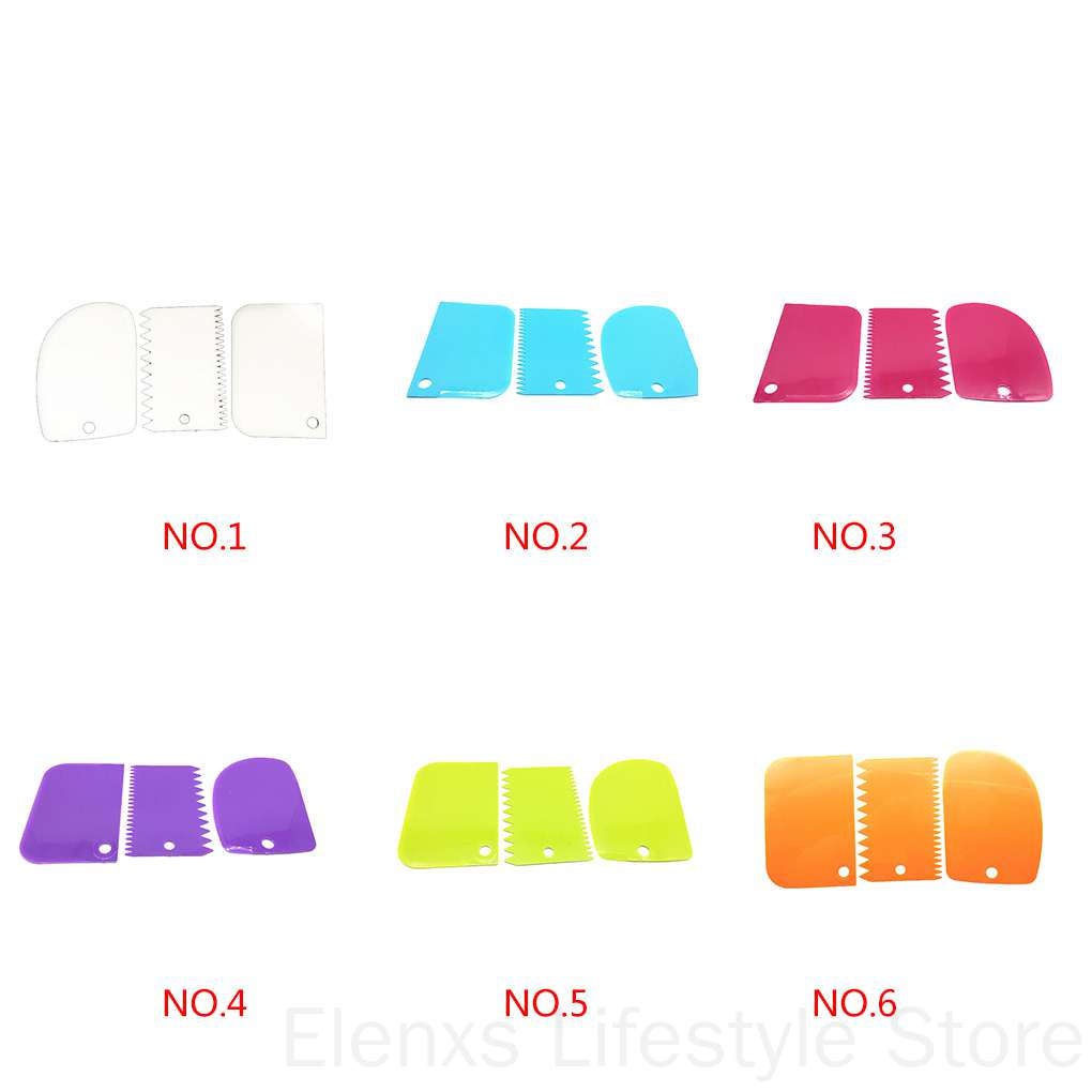 Bộ 3 Dụng Cụ Cạo Viền Bánh Kem Răng Không Đều Bằng Nhựa Đa Năng Nhiều Màu Tùy Chọn