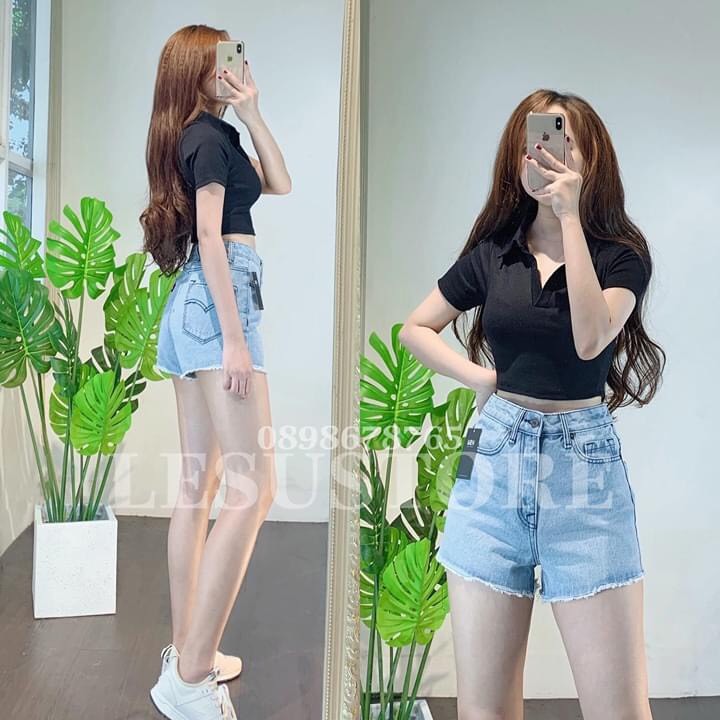 ( Có Video)  Áo Croptop Cổ Trụ PLO