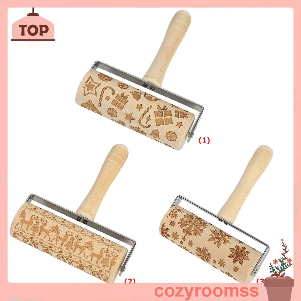 Cozyroomss Solid Wood Rolling Pin Kitchen Christmas Elk Handle