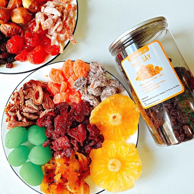Nho khô sấy dẻo không đường 300gr, trái cây sấy đặc sản đà lạt