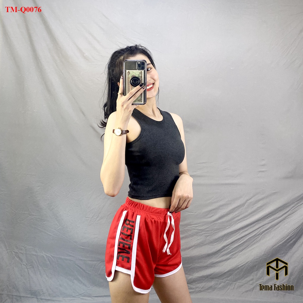 Quần đùi nữ MIA 1992 cao cấp - Quần short nữ Umi da cá cạp chun lưng cao viền kẻ sọc bắt mắt