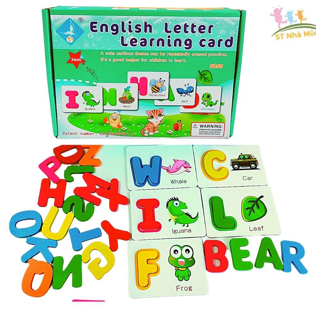 Bộ Thẻ Xếp Hình Gỗ English Letter Learning Card- Thẻ ghép hình tiếng anh cho bé phát triển thông minh - ALOKIDS TB