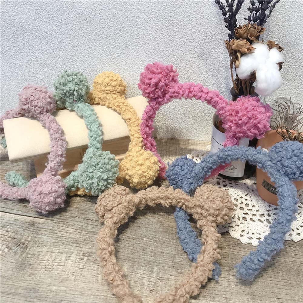 Băng Đô Cài Tóc Phối Vải Lông Cừu Thời Trang Cho Nữ