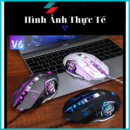 Chuột Máy Tính Có Dây, Chuột Gaming V6 Cực Bền Đèn LED 7 Màu Thiết Kế Độc Đáo Cho Gaming