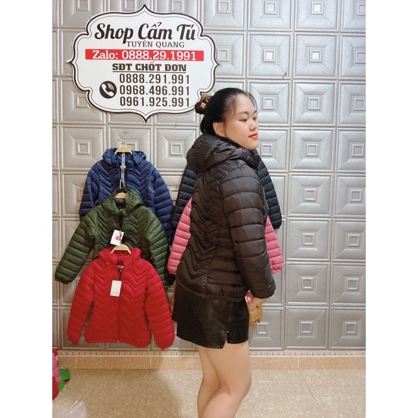 Áo phao nữ siêu nhẹ D'layla hàng Vnxk có mũ giữ âm chất phao siêu mềm | BigBuy360 - bigbuy360.vn