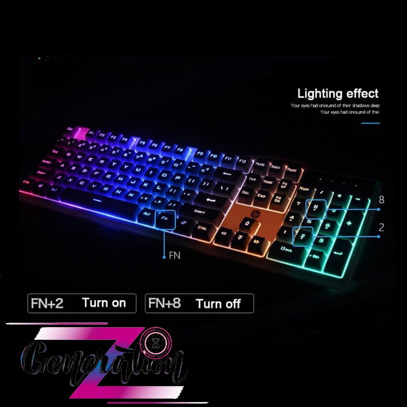 Bàn phím HP K-300 Đèn led USB Chính hãng đèn led chuyên game siêu bền bảo hành 12 tháng 1 đổi 1