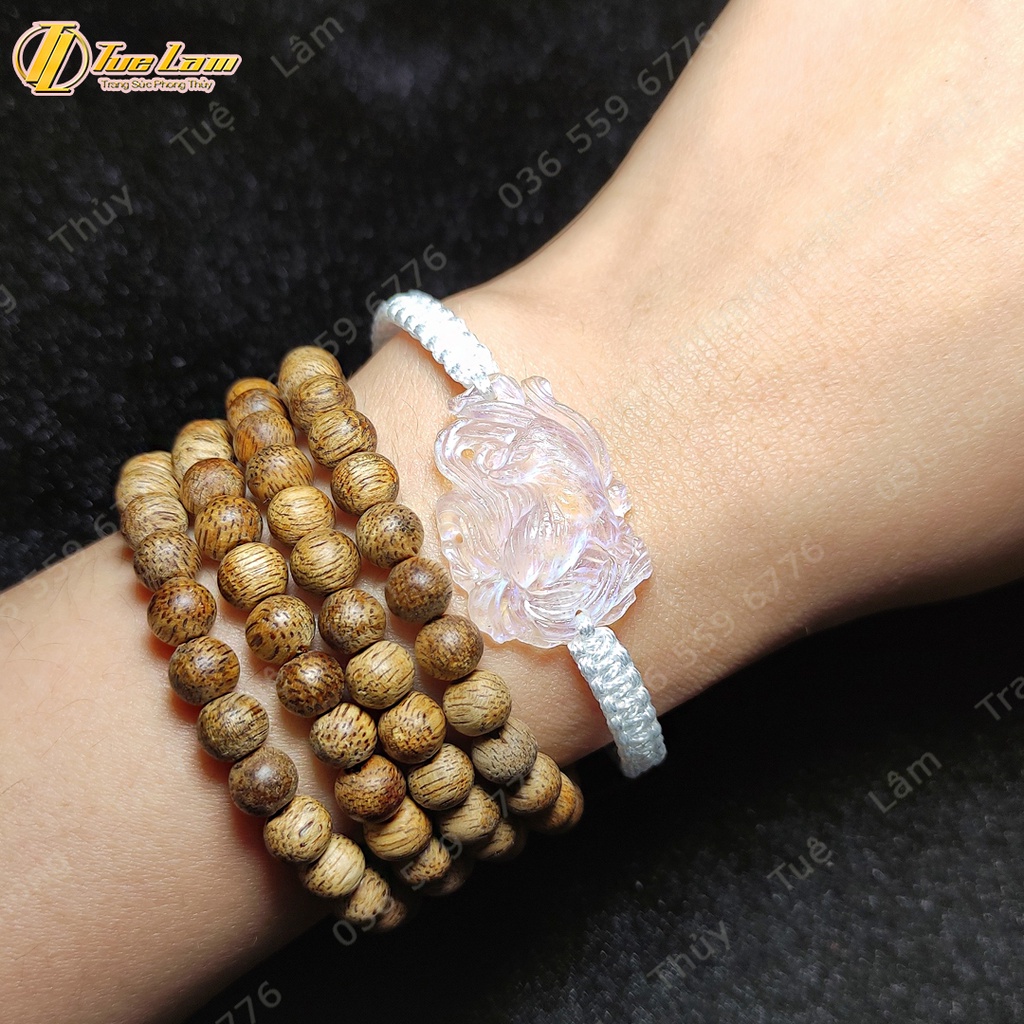 Vòng tay dây chỉ may mắn bện hồ ly chúa moonstone trắng ánh xanh hợp mệnh trợ duyên - Tuệ Lâm
