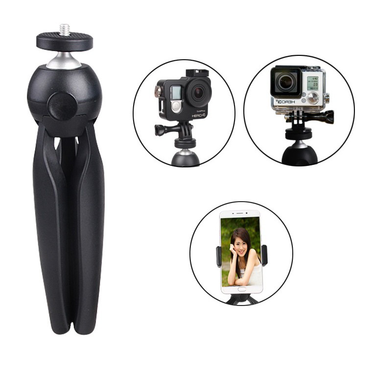 ✔️✔️ Giá đỡ điện thoại 3 chân Tripod K3 XOAY 360 (ĐEN) + Giá kẹp điện thoại 002