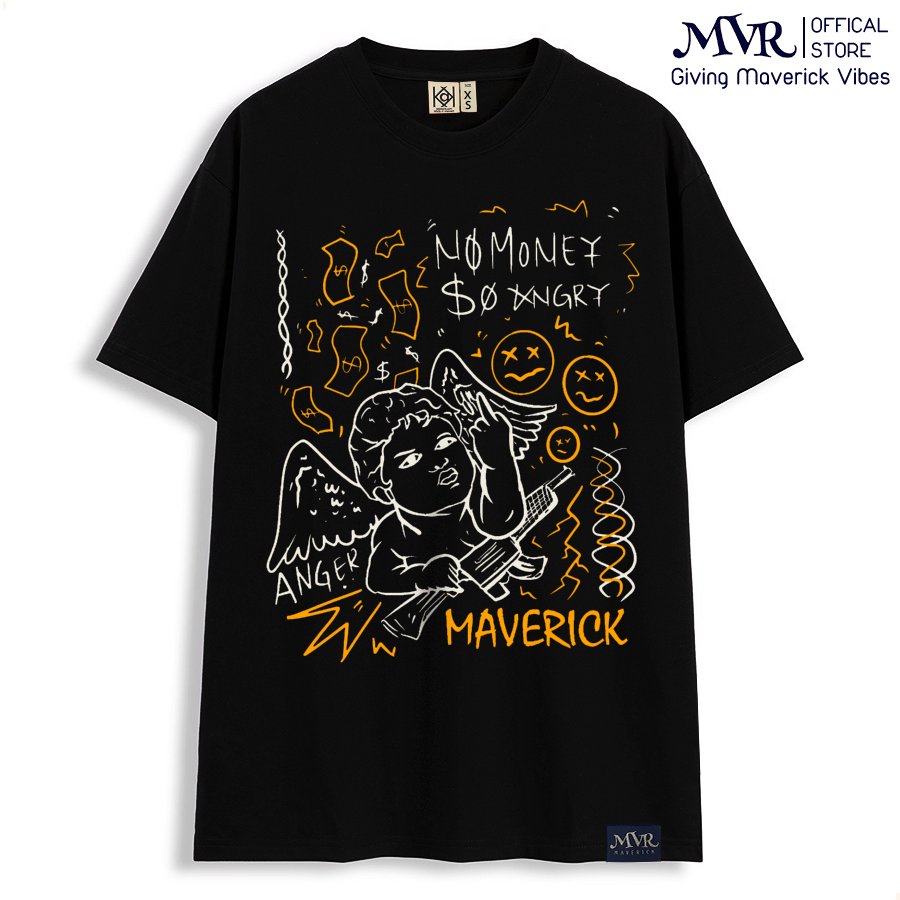 Áo phông thun Cotton nam nữ thiên thần tức giận phong cách MVR size rộng tee Mỹ BB4147