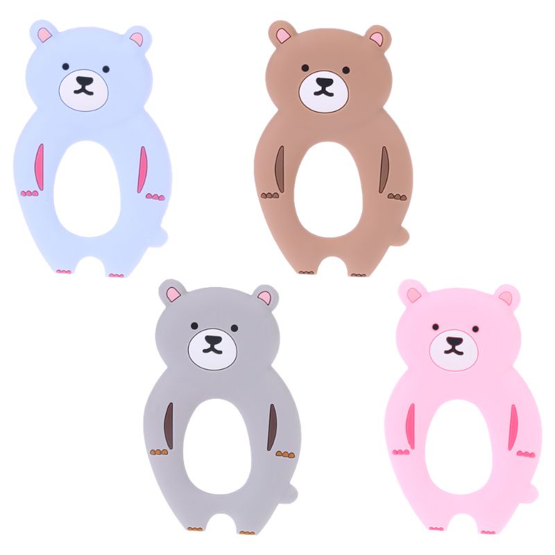 Đồ Chơi Ngậm Nướu Bằng Silicon Hình Chú Gấu Hoạt Hình Dễ Thương Cho Bé