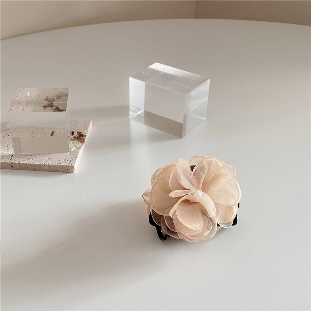 Kẹp Tóc Càng Cua Đính Hoa Vải Lưới Thời Trang Thanh Lịch Cho Nữ