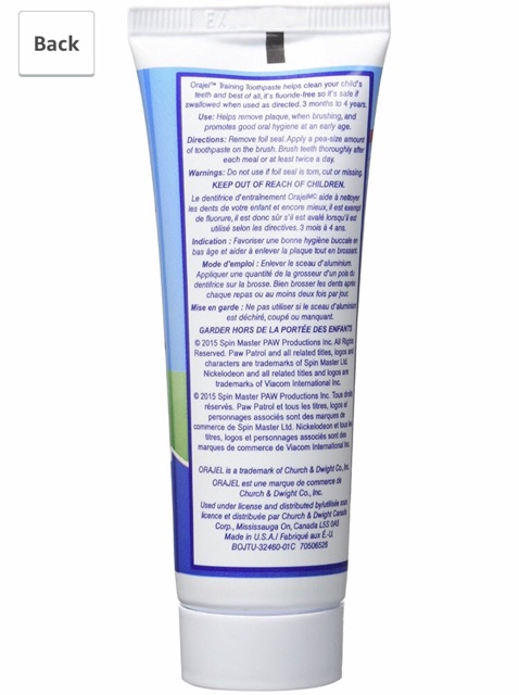 Kem đánh răng Orajel Paw Patrol Us cho bé