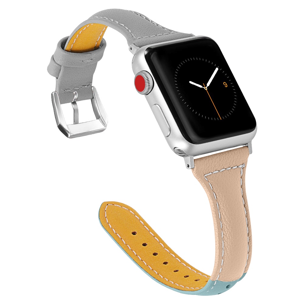 Dây Đeo Bằng Da Thật Mỏng Cho Đồng Hồ Thông Minh Apple Watch Series 7 SE 6 5 4 3 2 1 iWach 38 40 41 42 44 45mm