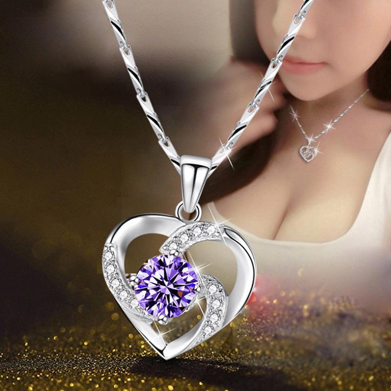 Dây Chuyền Bạc S925  Trái Tim  Kim Cương Zircon Nữ Tính Quí Phái VCBACTRAITIM03