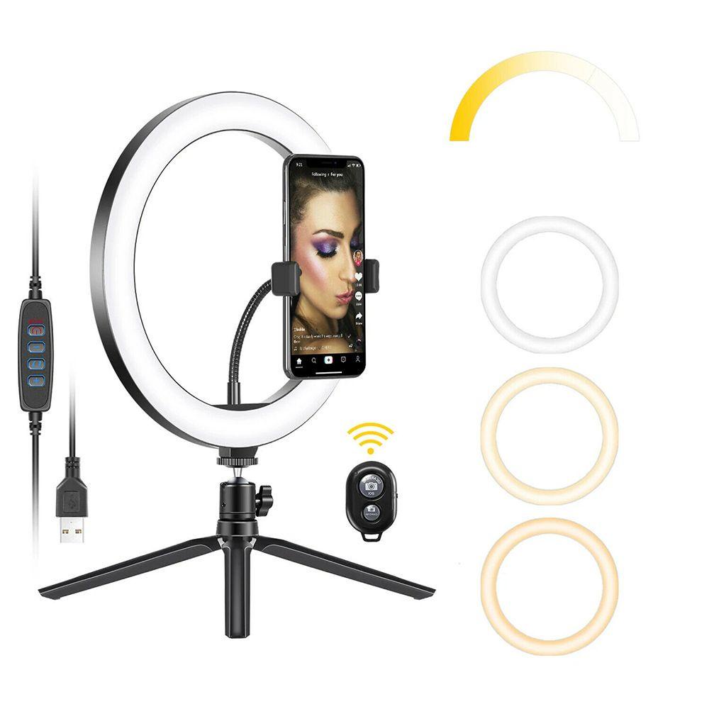 Vòng Đèn LED Trang Điểm 3 Chế Độ Kèm Giá Đỡ Tripod Cho Tik Tok Youtube