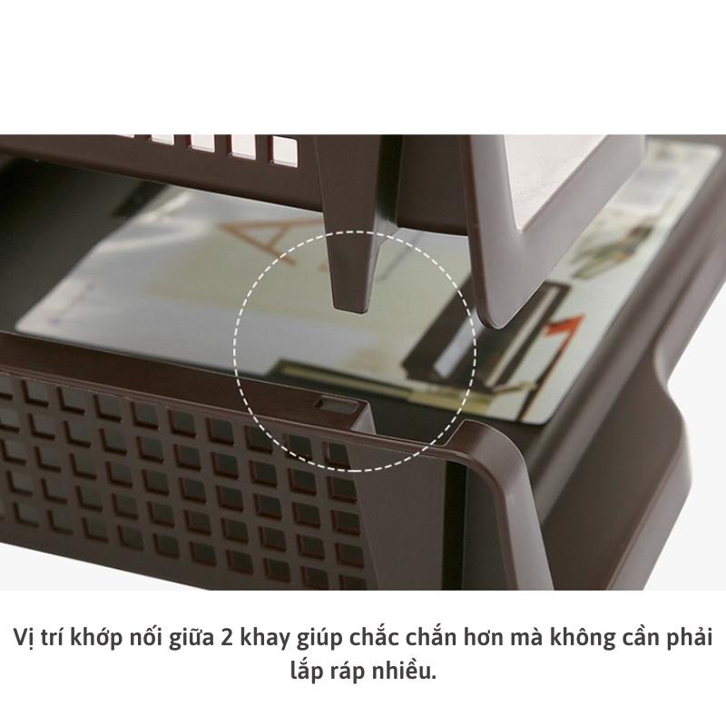 Khay đựng tài liệu A4 khay văn phòng có thể xếp chồng Inomata hàng nội địa Nhật Bản AD56