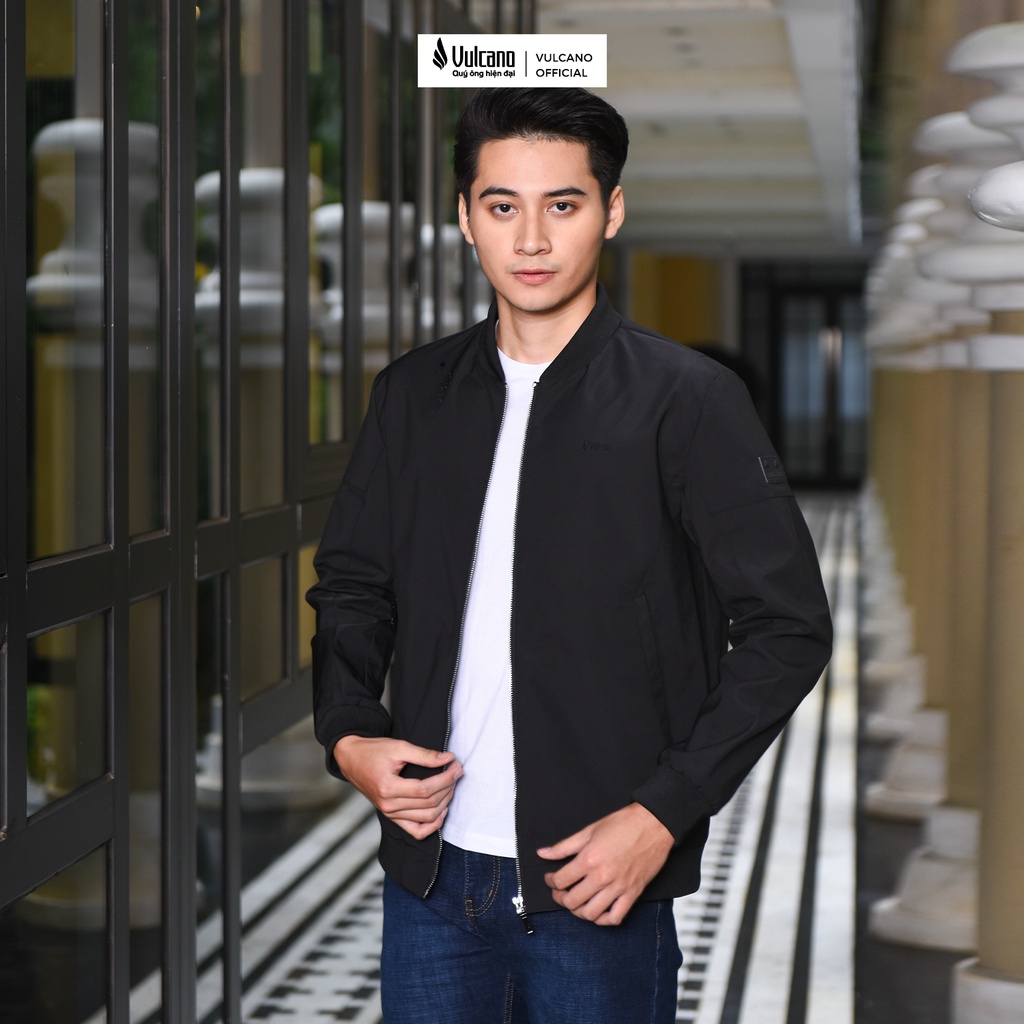Áo Khoác Nam Bomber Cản Gió 0610 Màu Đen Trơn - Jacket Vulcano