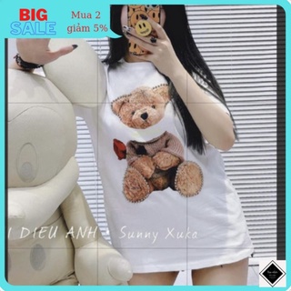 Áo thun 🍀FREESHIP🍀 áo phông túi zip loại 1 from chuẩn freesize -hình gấu  +kèm hình thật.