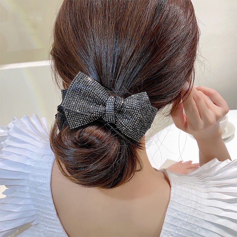 Dây buộc tóc thắt nơ ba chiều đính đá lấp lánh siêu lấp lánh mới