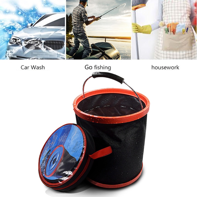 Xô Đựng Nước Rửa Xe Có Nắp Đậy Dung Tích 12L Có Thể Gấp Gọn Chống Mài Mòn Đa Năng Tiện Dụng
