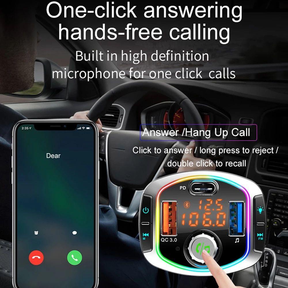 Cốc Sạc USB Kép Kiêm Máy Nghe Nhạc MP3 FM Kết Nối Bluetooth Rảnh Tay Có Đèn LED