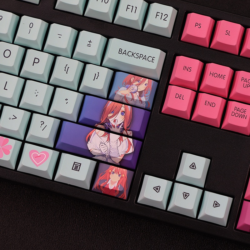 The Quintessential Quintuplets Theme Keycaps OEM Profile PBT Thuốc nhuộm thăng hoa Bàn phím cơ Keycaps Anime Keycaps ThroughL Light Keycaps 108 phím