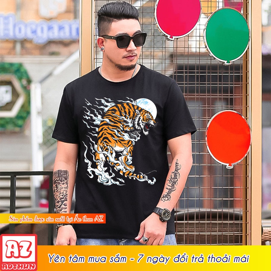 Áo thun nam in hình hổ 3D phong cách thái lan - bigsize 5XL 6Xl 7XL M2963