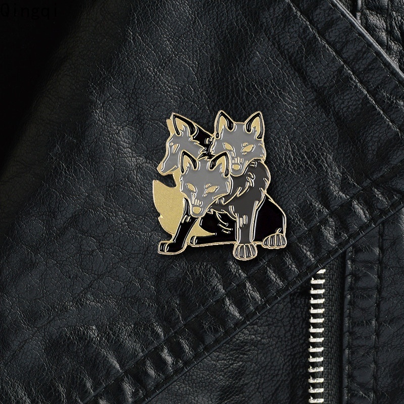 Ghim cài áo Miss Zoe tráng men cứng cáp hình đầu sói thời trang cổ điển