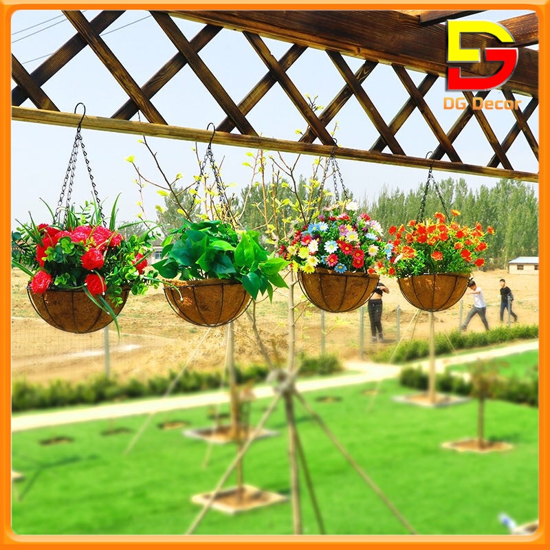 Hoa Giả Giỏ Hoa Treo Tường Trang Trí Nhà Cửa Ban Công Quán Cafe Tặng Móc Treo DC-133