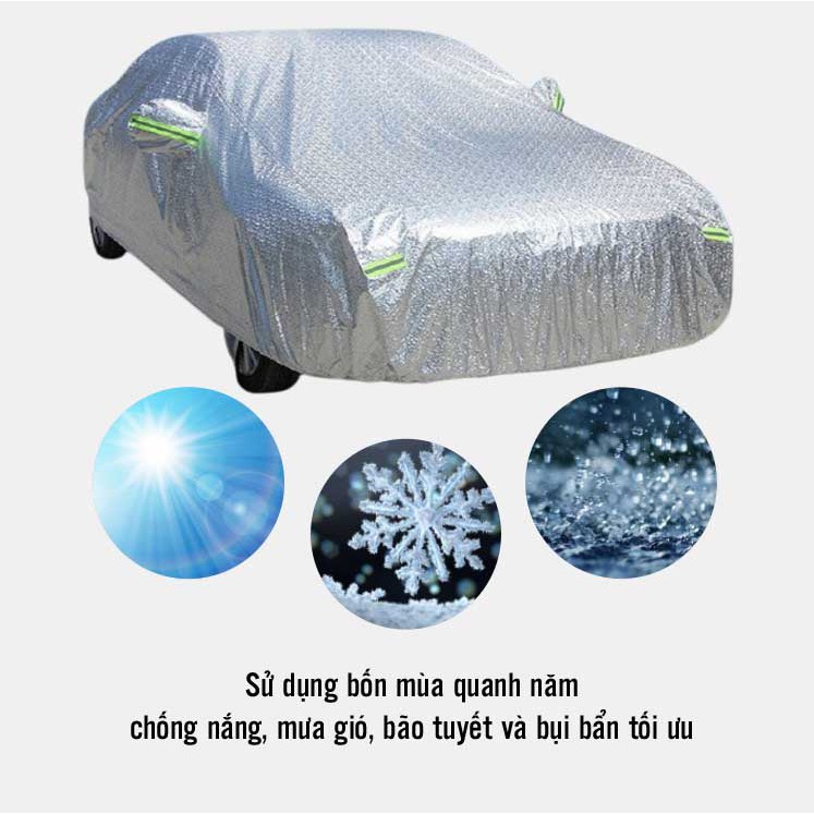 Bạt phủ xe ô tô 3 lớp tráng nhôm cách nhiệt, trùm xe ô tô chống nắng, mưa, trầy xước - Trung Đức VN