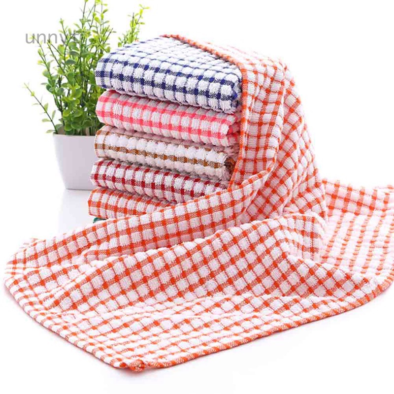Khăn lau chén dĩa bằng cotton họa tiết sọc caro tiện dụng cho nhà bếp