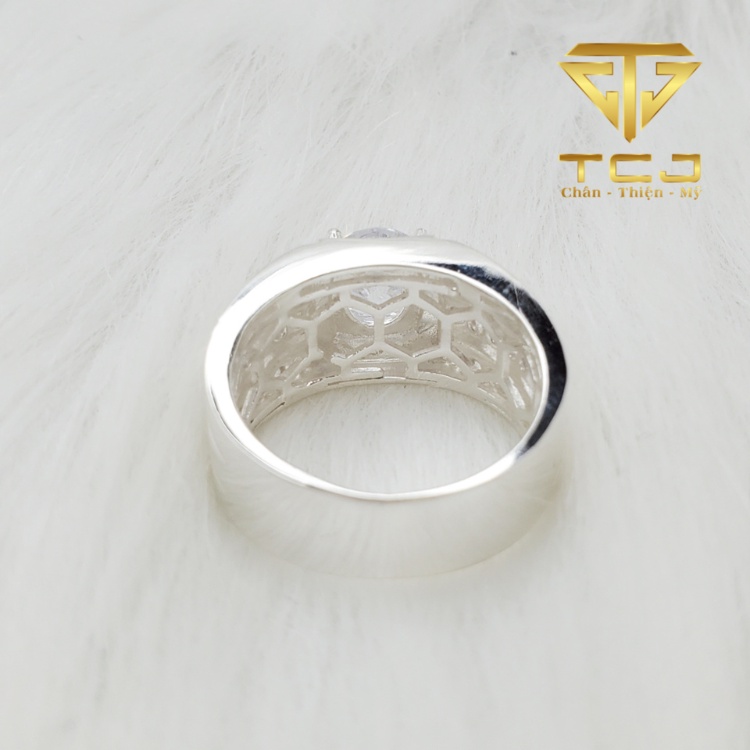 Nhẫn nam bạc ý 925 thiết kế 3D sang trọng Rm0228 Trang sức Toàn Cầu TCJ