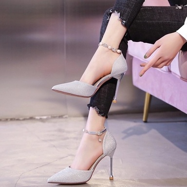 Giày cao gót kim sa đính đá lấp lánh nhiều màu sắc tùy chọn size lớn 33-41 thời trang dành cho nữ
