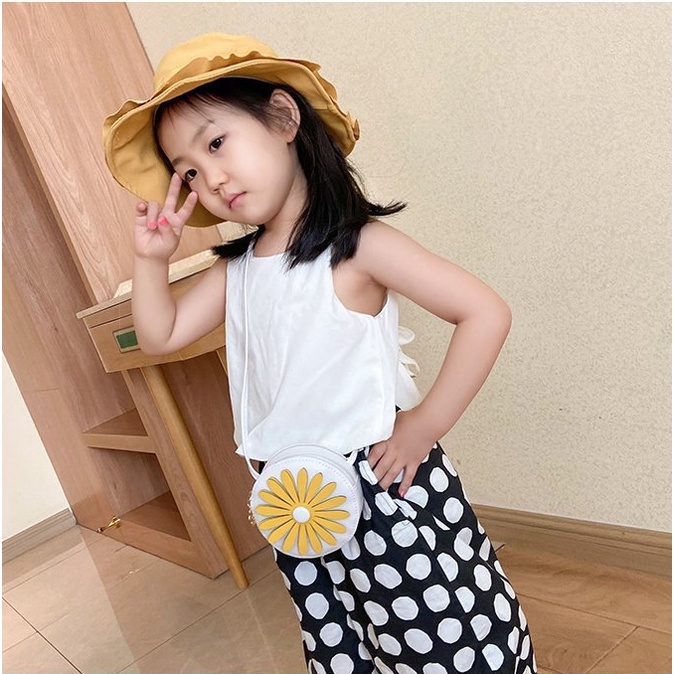 Túi đeo chéo mini cho bé trai bé gái Hạ Băng Designs, túi xách mini trẻ em đựng tiền điện thoại - Hoa Cúc