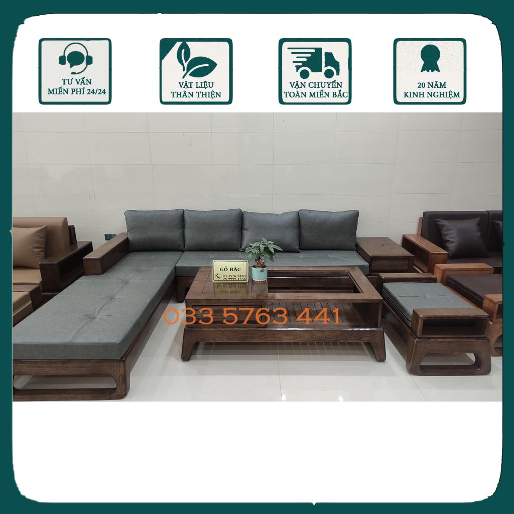 Ghế sofa - sa lông gỗ kích thước 2m8 x 2m ảnh thật kèm video - giá gốc tại xưởng hàng loại 1