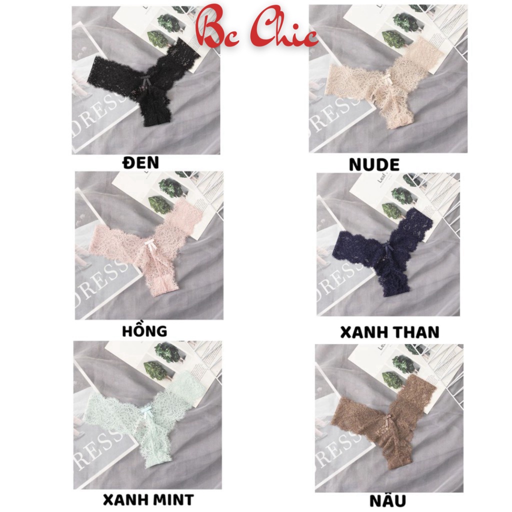 Quần Lót Nữ Ren lọt khe ren đính nơ nhỏ họa tiết điệu đà quyến rũ mã Q411 BC_CHIC LINGERIE