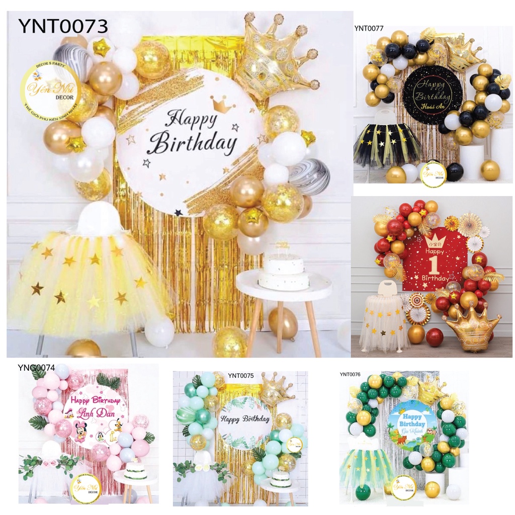 Sét trang trí sinh nhật cho bé kèm bạt in tên bé , YẾN NHI SHOP