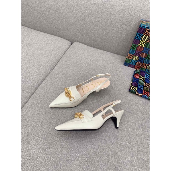 Giày cao gót 5.5cm mũi nhọn khoét eo thương hiệu Gucci GC/GG da thật cao cấp phối đồ thời trang
