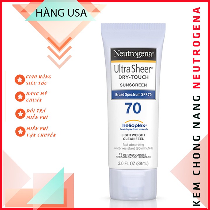 Kem Chống Nắng Neutrogena Ultra Sheer Dry Touch SPF 70 (88ml) - Authentic USA